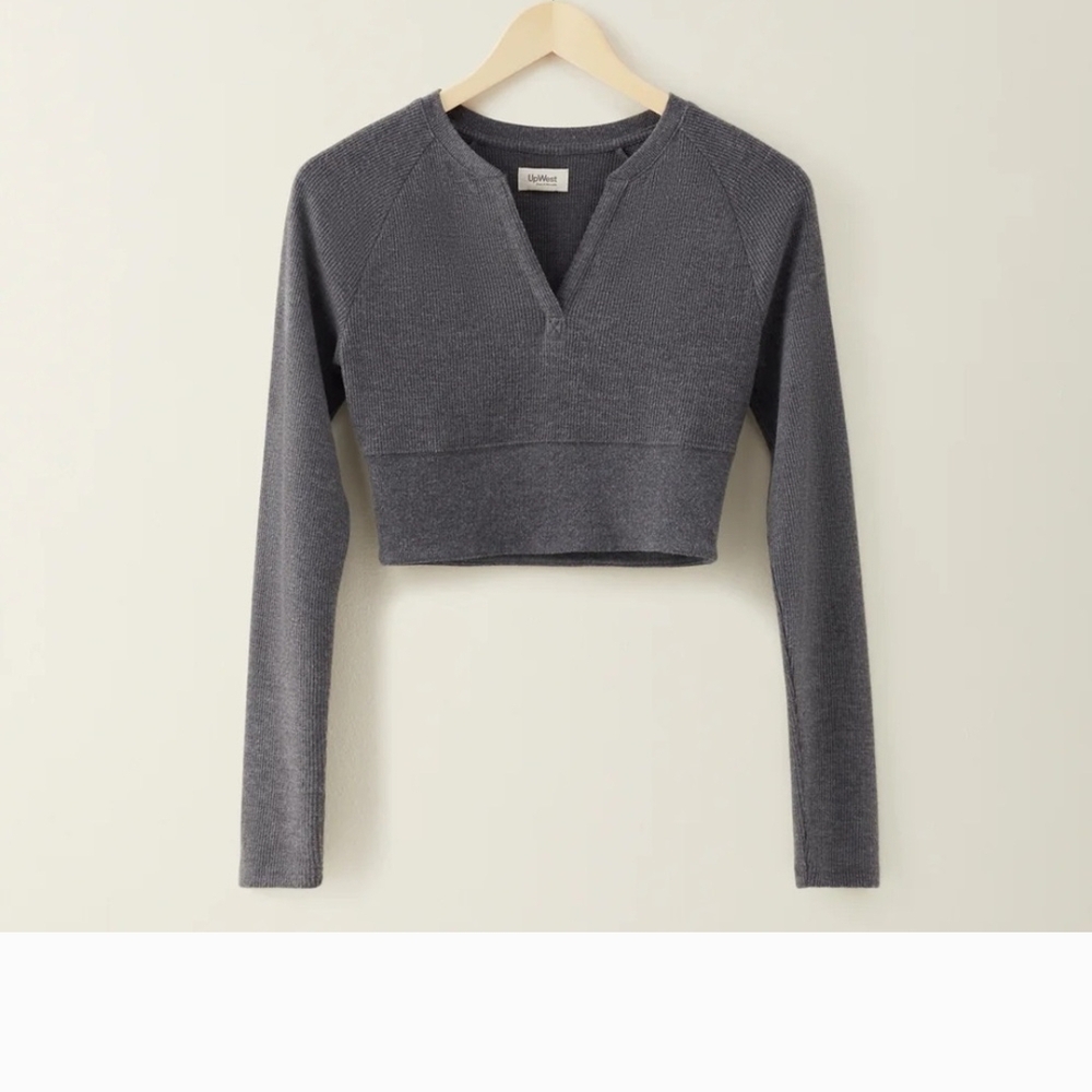 UpWest Cozy Up Waffle Cropped Henley